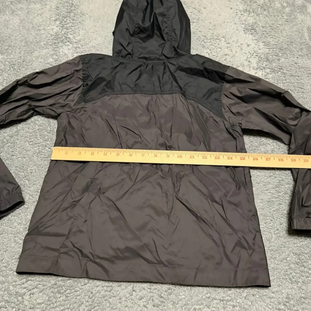 Columbia Rain Jacket Kids Youth Small 8 Black Gray Nylon Hooded Coat